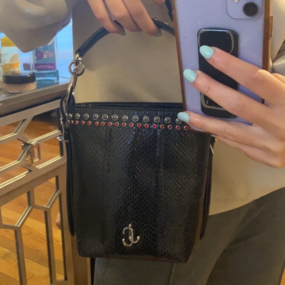 Jimmy choo bag varenne black snakeskin bucket bag
